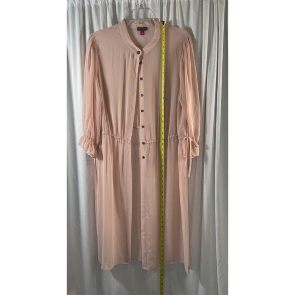 Vince Camuto Blush Pink Sheer Button Front Maxi Duster Cardigan Coverup L 83-12 - Picture 5 of 16